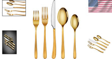 Load image into Gallery viewer, Stain-Resistant Gold Stainless Steel Flatware Set for Elegant Dining - 20 Pieces