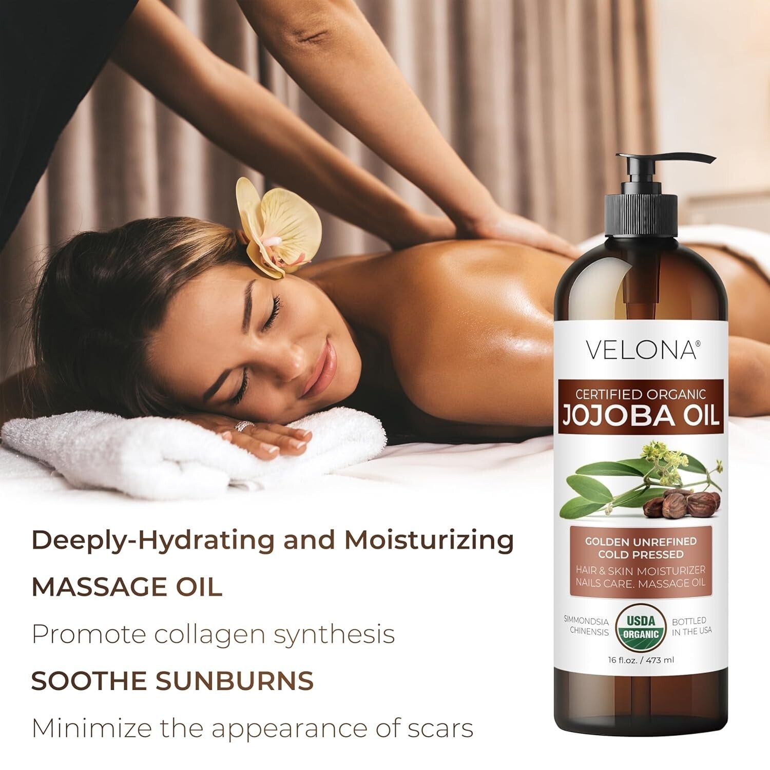 100% Pure Cold Pressed Jojoba Oil 32 Oz - Promotes Hydrated Skin & Healthy Hair