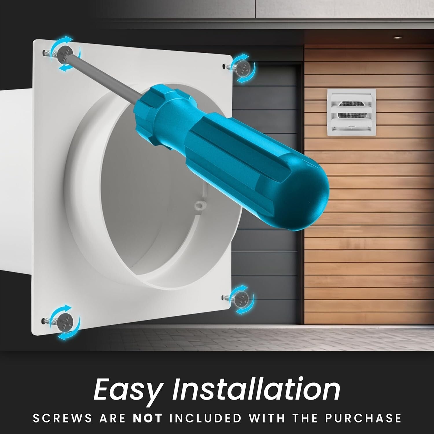 Louvered 5" Dryer Vent Cover Kit - Adjustable Length with Insect Protection