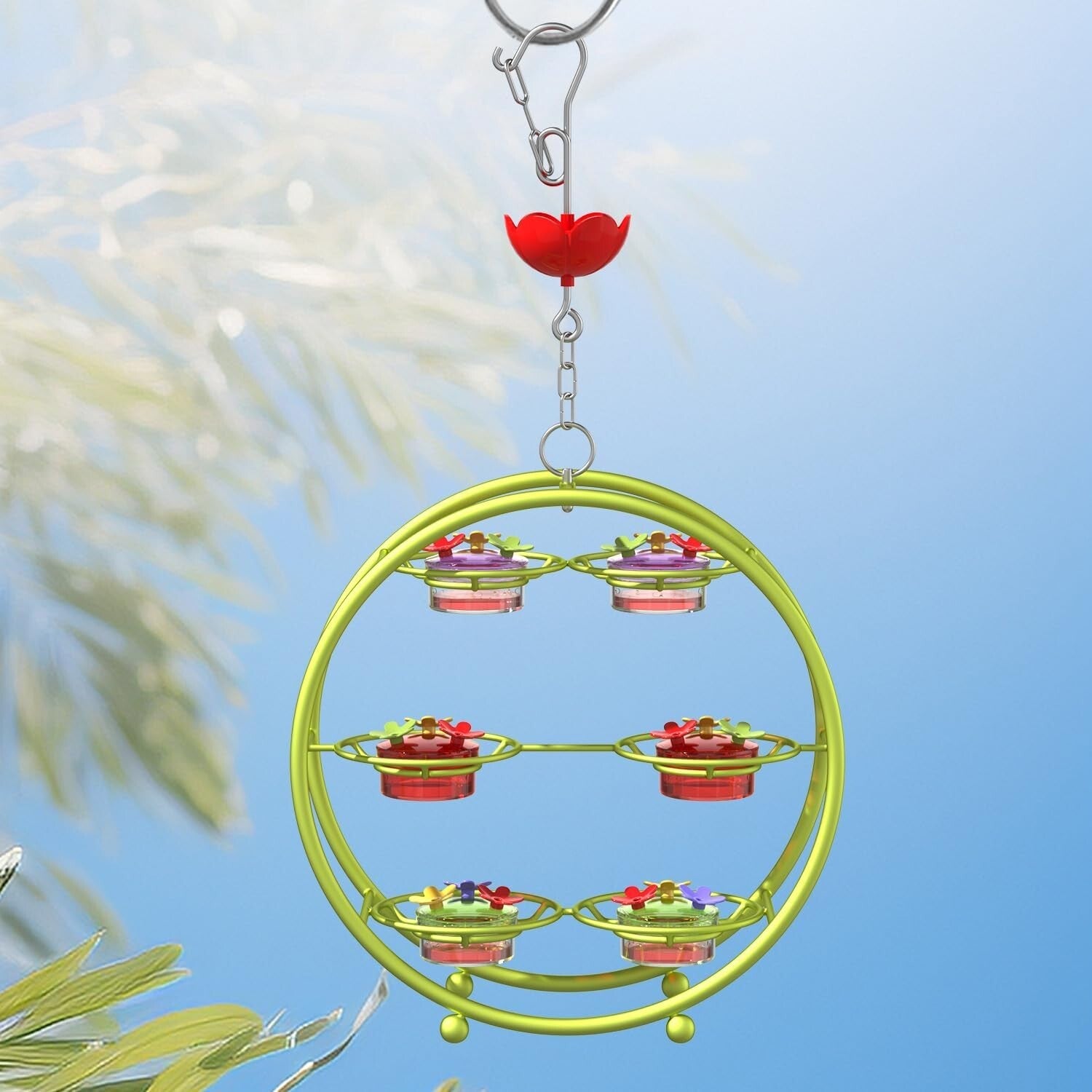 Unique Multi-Port Hummingbird Feeder - Top Fill & Leak-Proof Design in Green
