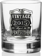Load image into Gallery viewer, Vintage 2015 Ten-Year Anniversary Whisky Rocks Glass - Handmade &amp; Elegant Gift