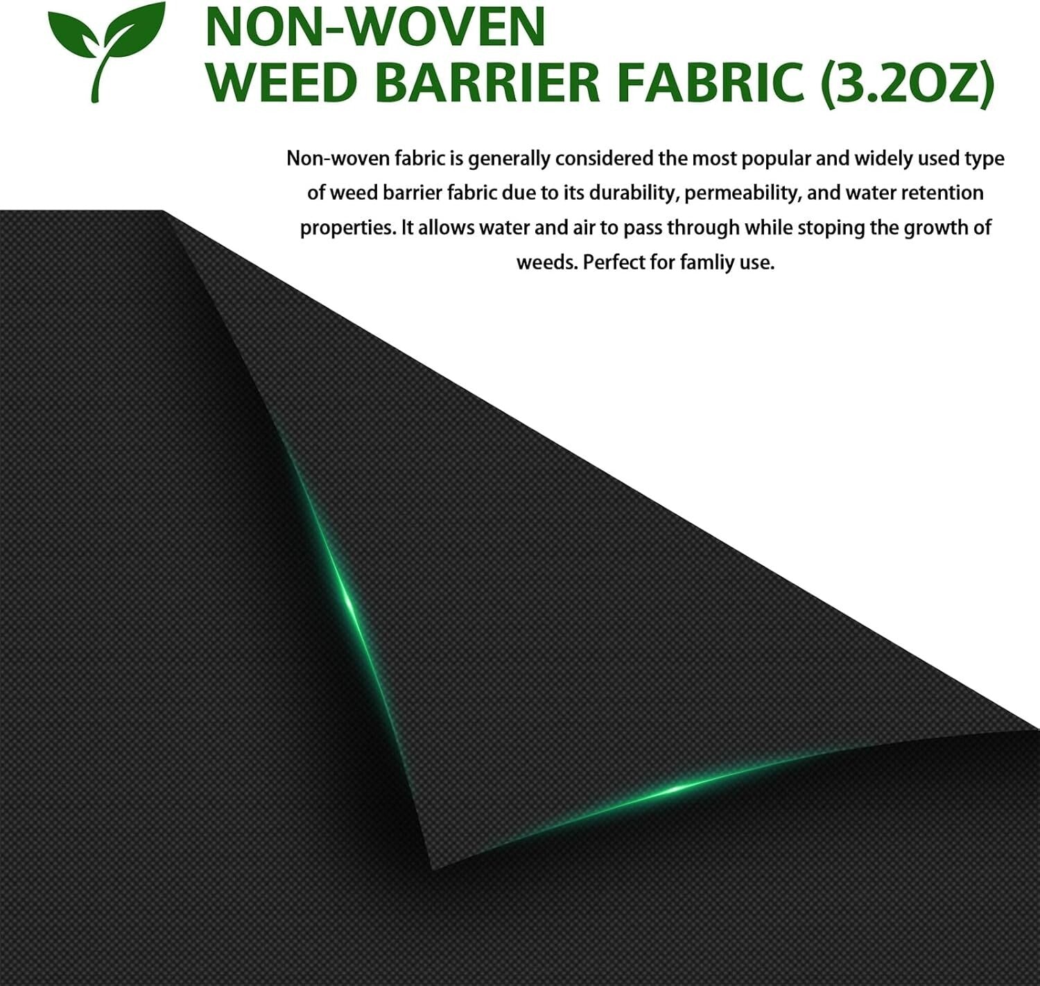 Durable 3ft x 180ft Weed Control Fabric - Easy Install for Beautiful Gardens