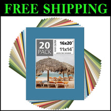 Load image into Gallery viewer, Versatile 20-Pack of 16x20 Mixed Color Mats for Effortless Photo Display