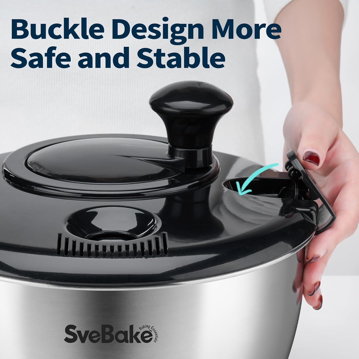 Dishwasher Safe Stainless Steel Salad Dryer with Precision Crank & Non-Slip Base