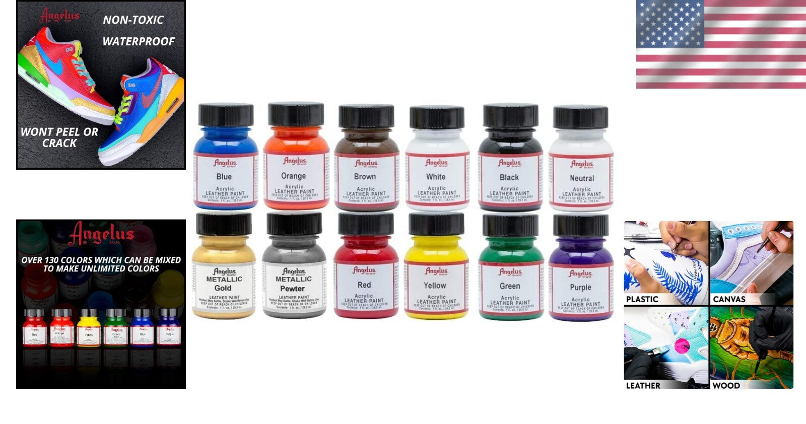 12-Pack Waterproof Acrylic Leather Paint Set - Vibrant Colors & Brush Included