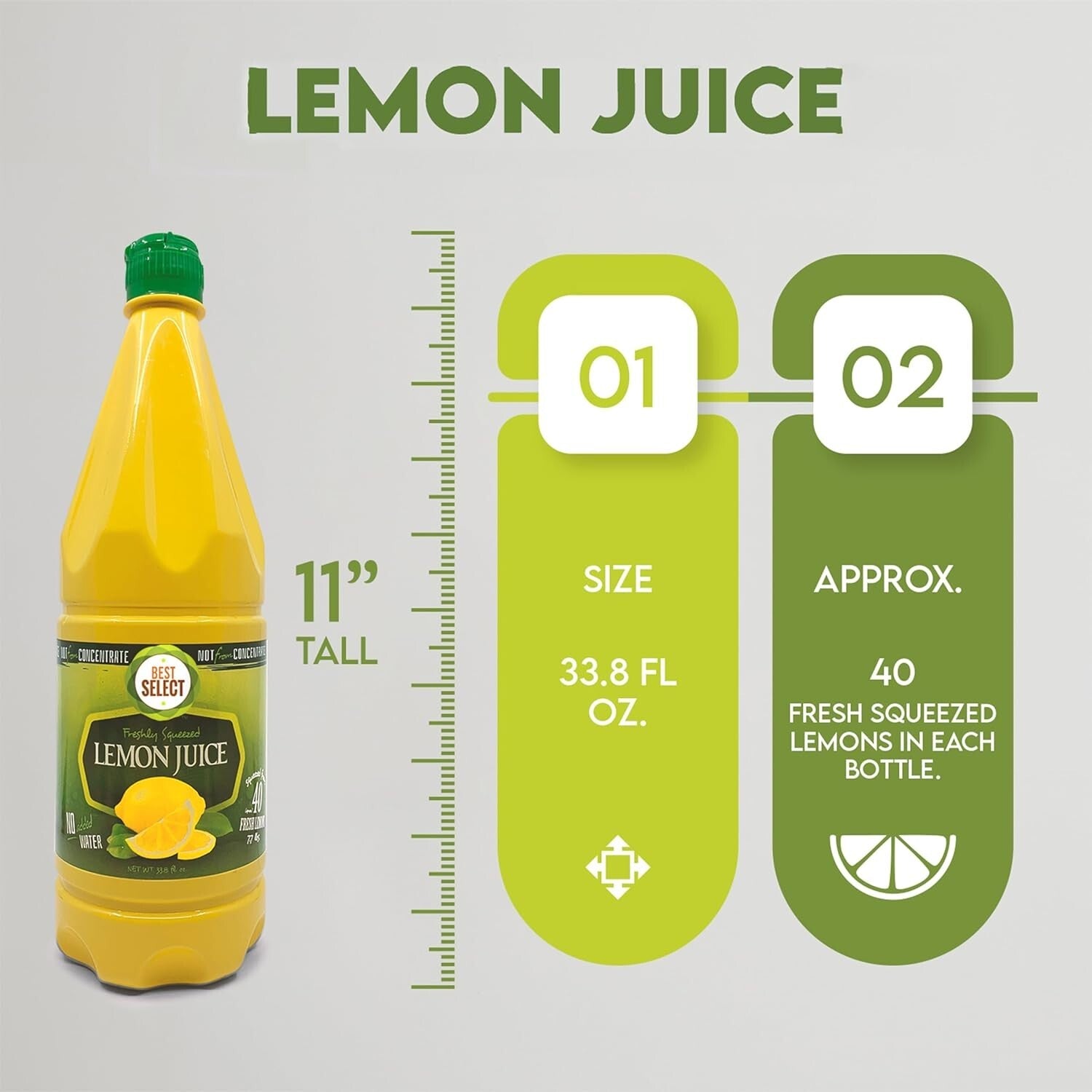 Versatile 33.8 Oz Bottles of 100% Lemon Juice - Ideal for Cooking & Beverages
