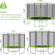 Load image into Gallery viewer, Premium 12FT Outdoor Trampoline with Safety Enclosure &amp; Ladder for Family Fun