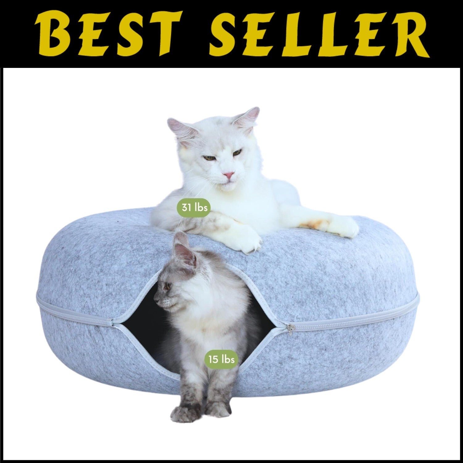 Large Cat Cave with Tunnel & Scratch-Resistant Felt for Year-Round Comfort