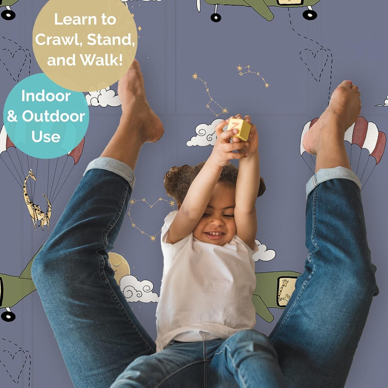 Extra-Large Waterproof Baby Play Mat - Foldable Foam for Infants & Toddlers