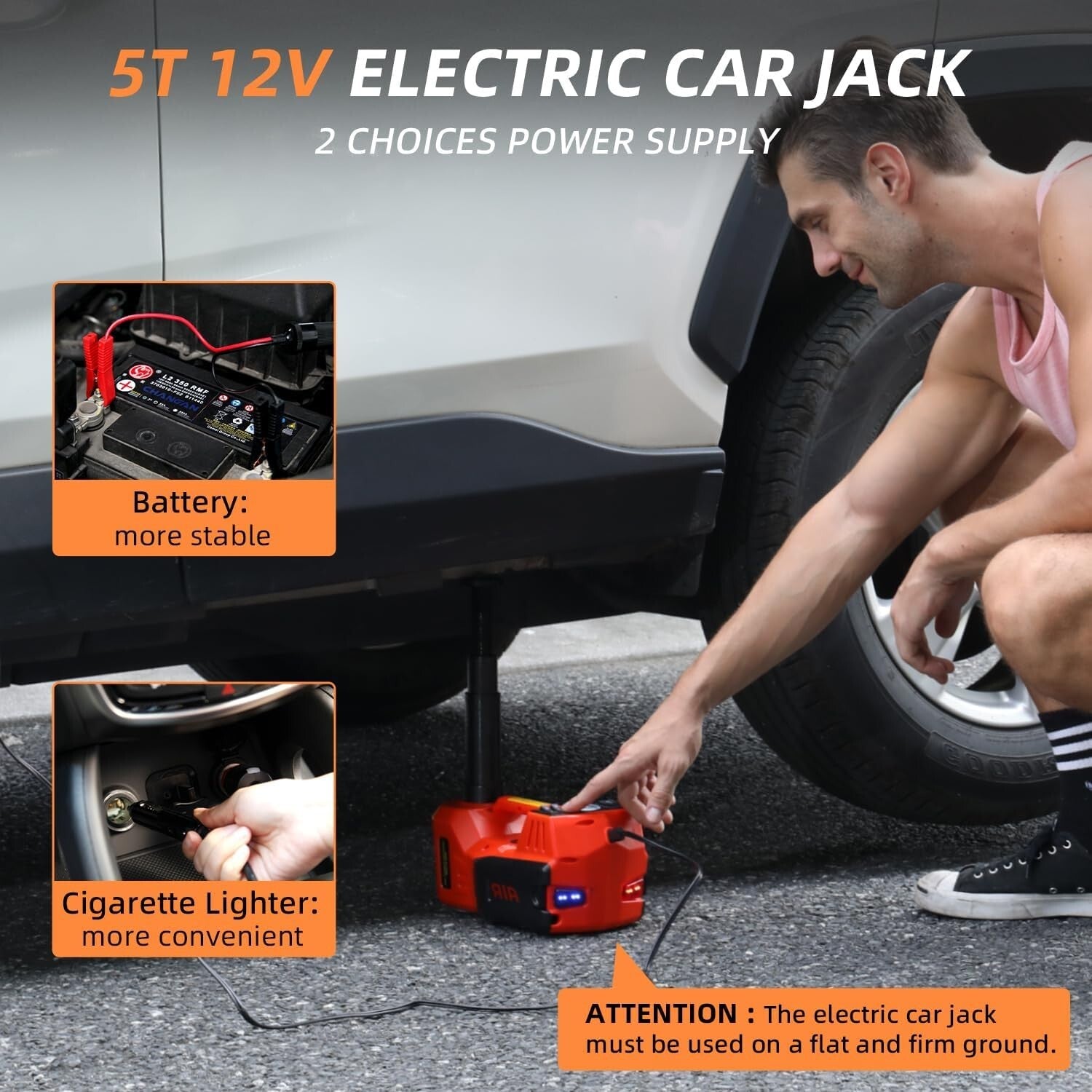 Portable 12V Electric Jack Kit: 5 Ton Capacity with Impact Wrench & Accessories
