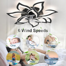 Load image into Gallery viewer, 32-Inch Black Flower Ceiling Fan with Remote &amp; Light - Ideal for Modern Homes