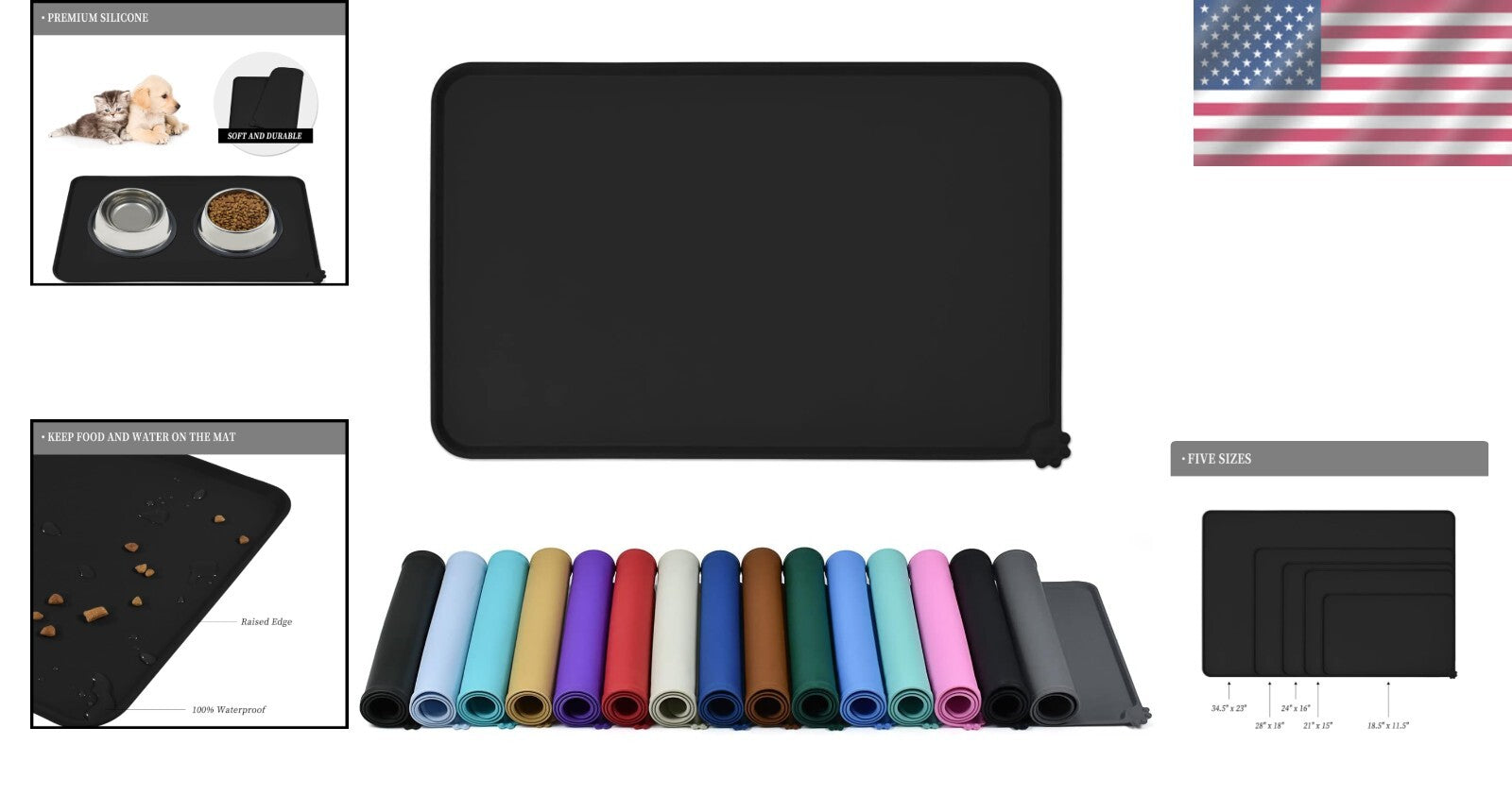Premium Silicone Pet Feeding Mat - 32" x 24" for Pet Comfort & Cleanliness