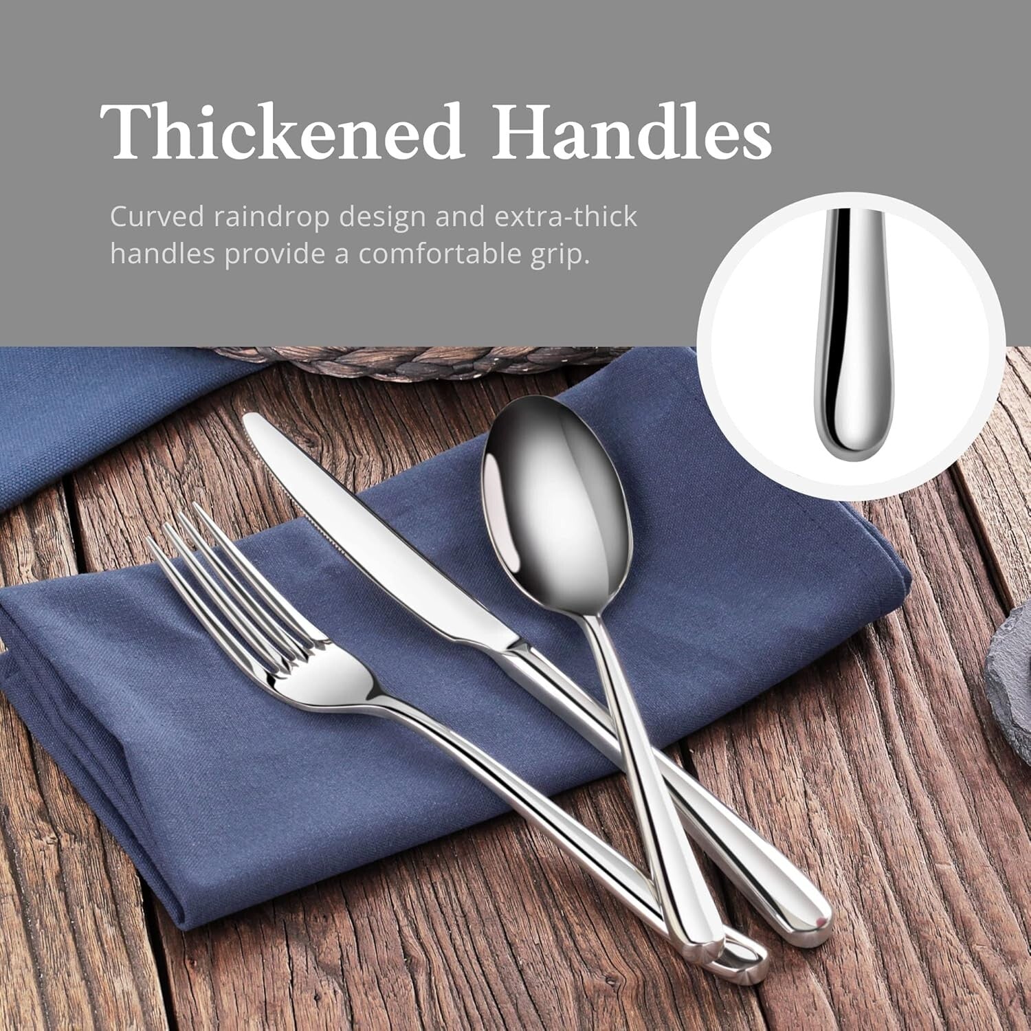 Rain II Mirror Finish Stainless Steel Flatware - Service for 12, 36-Piece Set