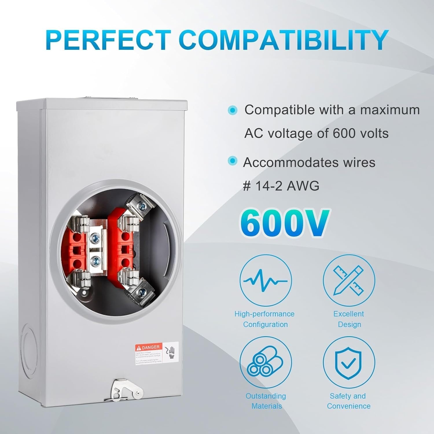 Efficient 200 Amp Meter Socket with Copper Internals for Stable Transmission