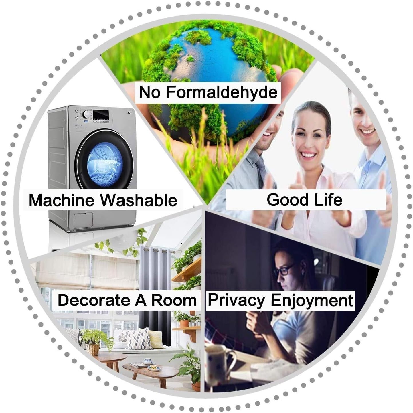 Soft Gradient Black and Grey Grommet Curtains, 2 Panels 52x72 - Noise Reduction