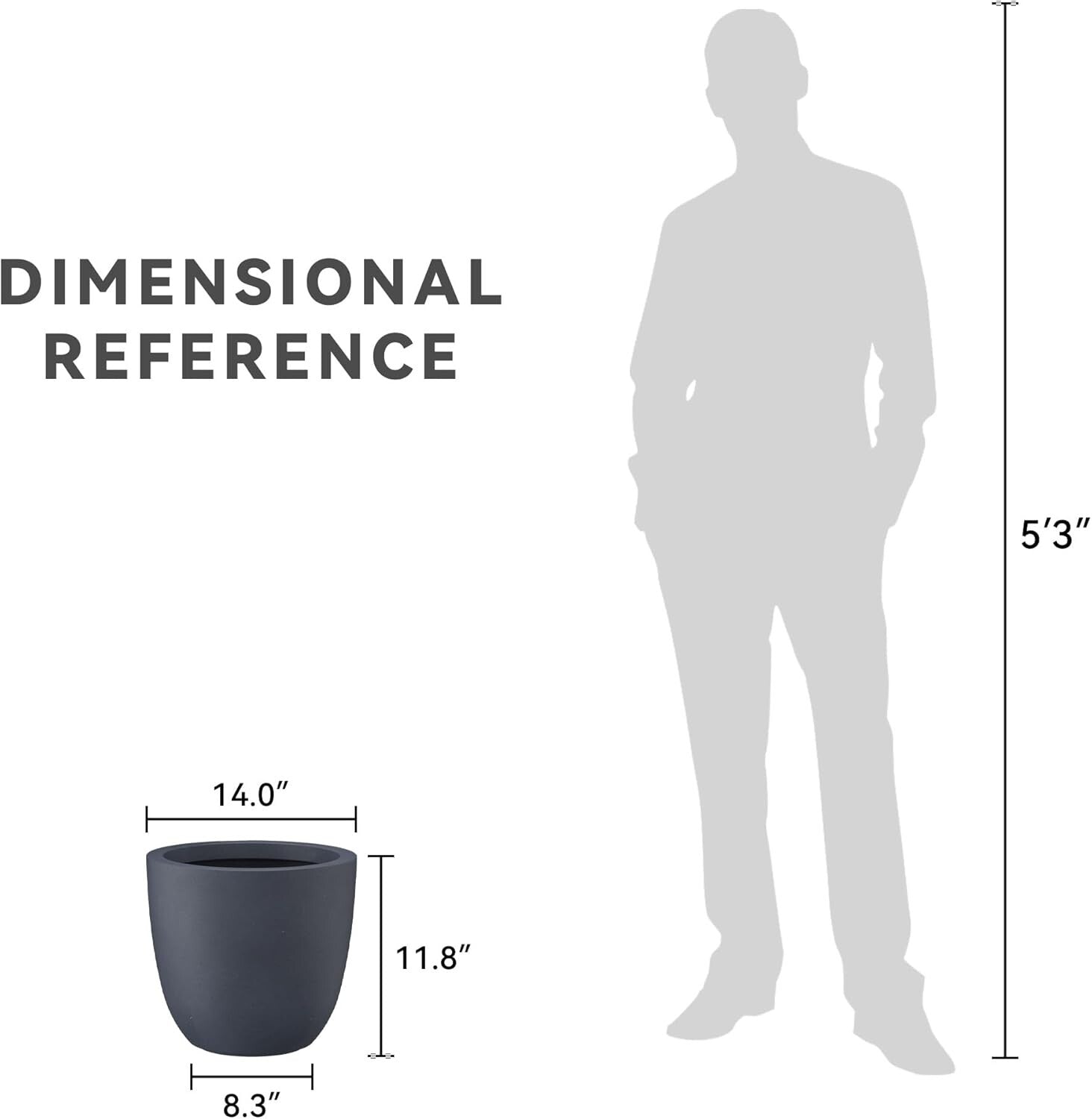 Elegant 14" Diameter Concrete Planter with Rubber Plug - Perfect for Every Space