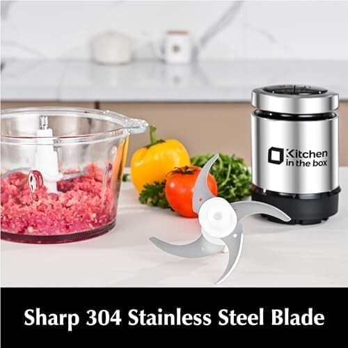 400W Electric Food Processor: Meat Grinder & Vegetable Chopper with 8-Cup Bowls