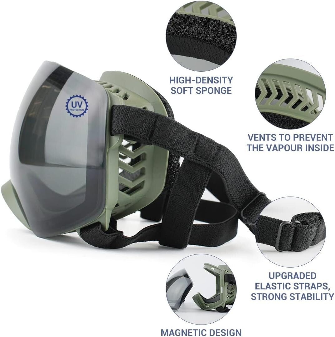 Premium UV Protection Dog Sunglasses for Medium-Large Breeds - Adjustable, Green