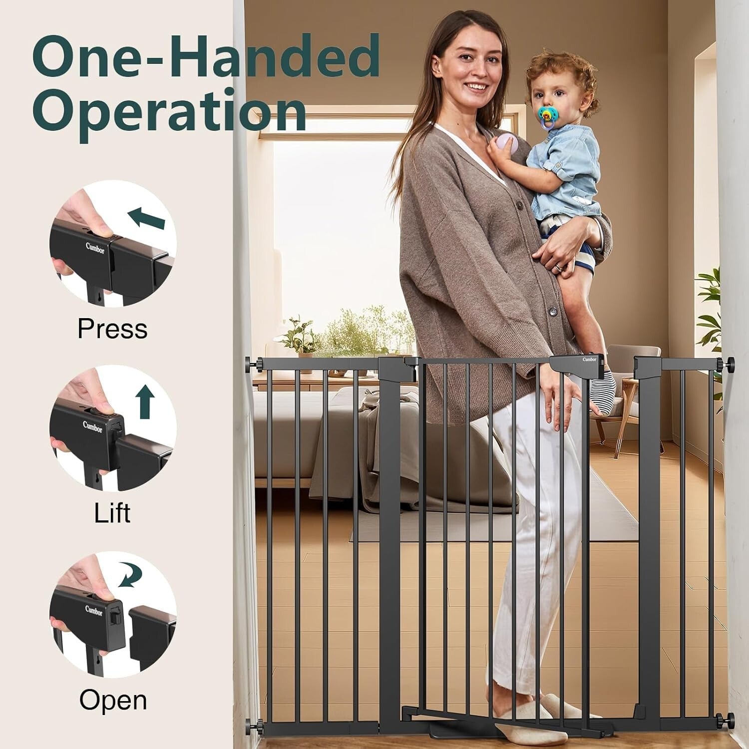 36" Extra Tall Baby Gate - Adjustable 29.7-48" Wide Safety Gate for Pets