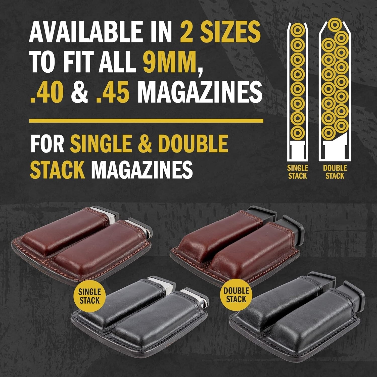 Durable Bullhide Leather Double Mag Pouch – Fits Most Double & Single Stack Mags