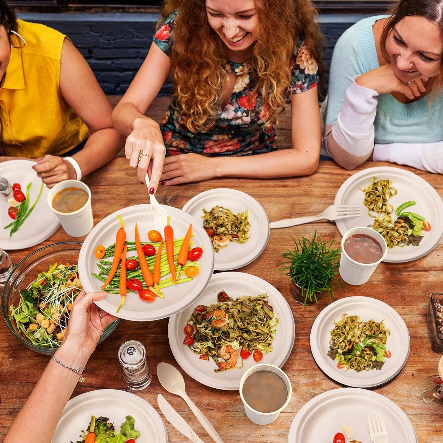 All-in-One Biodegradable Plates and Cutlery Set - Perfect for Weddings & Parties