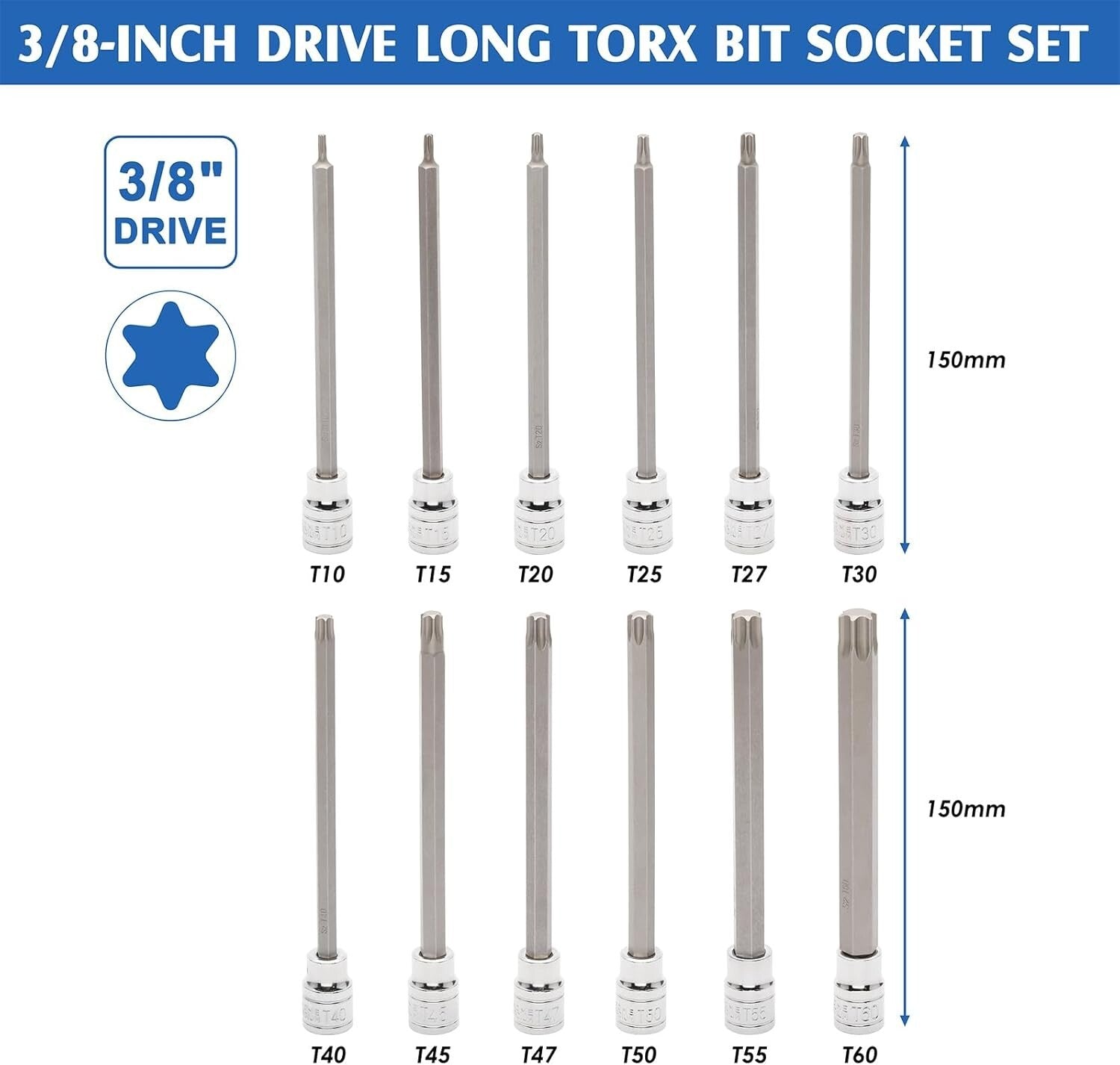 32PCS Extra Long Hex & Torx Bit Socket Set - Chrome Vanadium Steel Excellence
