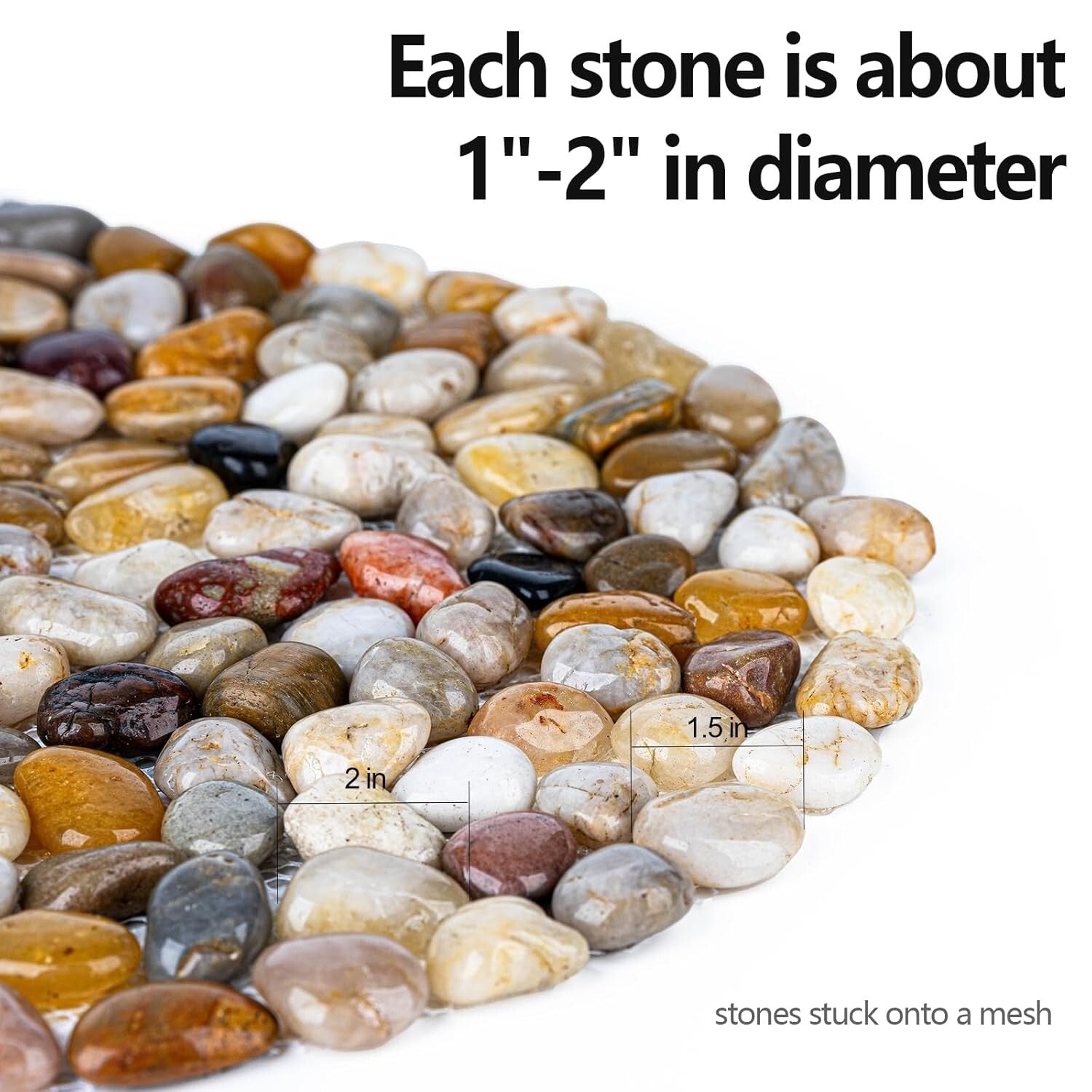 Durable 12'' Round Polished Pebbles Stepping Stones for Garden Walkways - 6 Pack