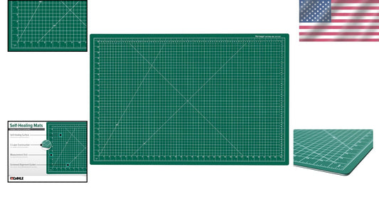 Durable 5-Layer Green Cutting Mat with Measurement Grid for Crafts - 24"x36"