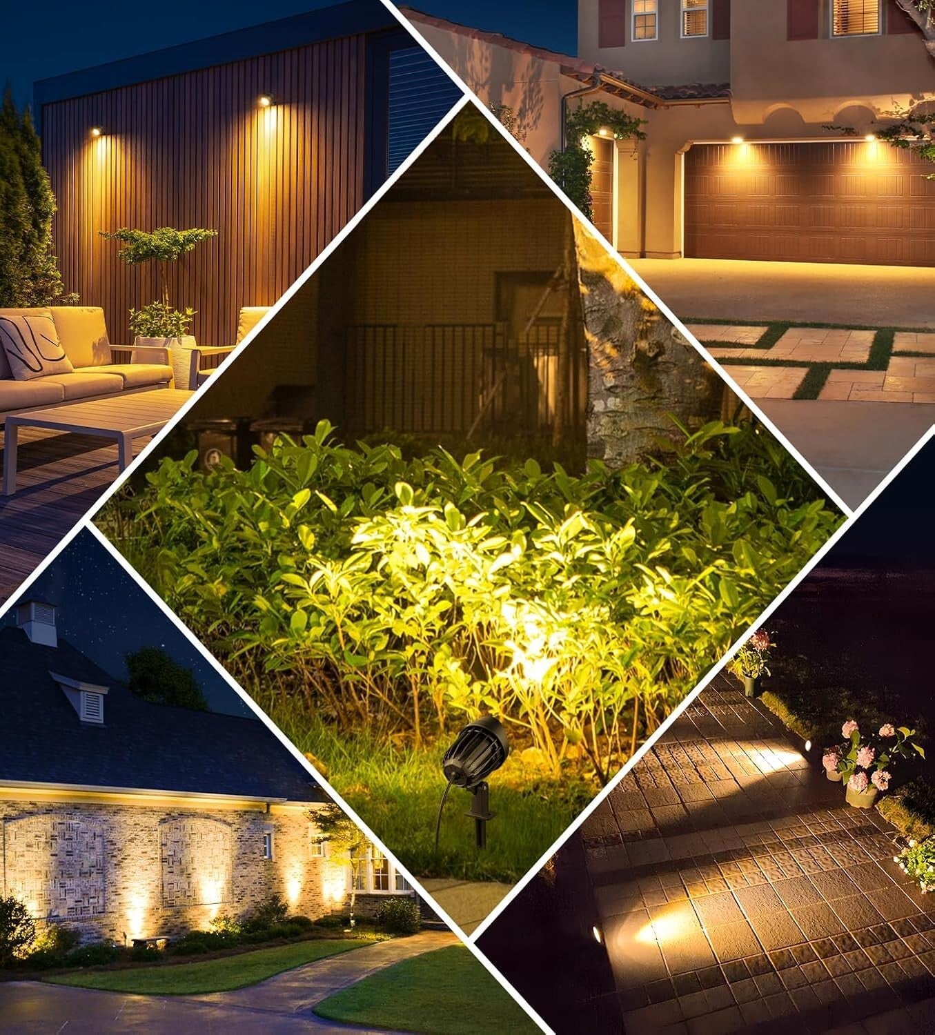 8-Pack Waterproof LED Landscape Lighting 7W 800lm Warm White Outdoor Spotlights