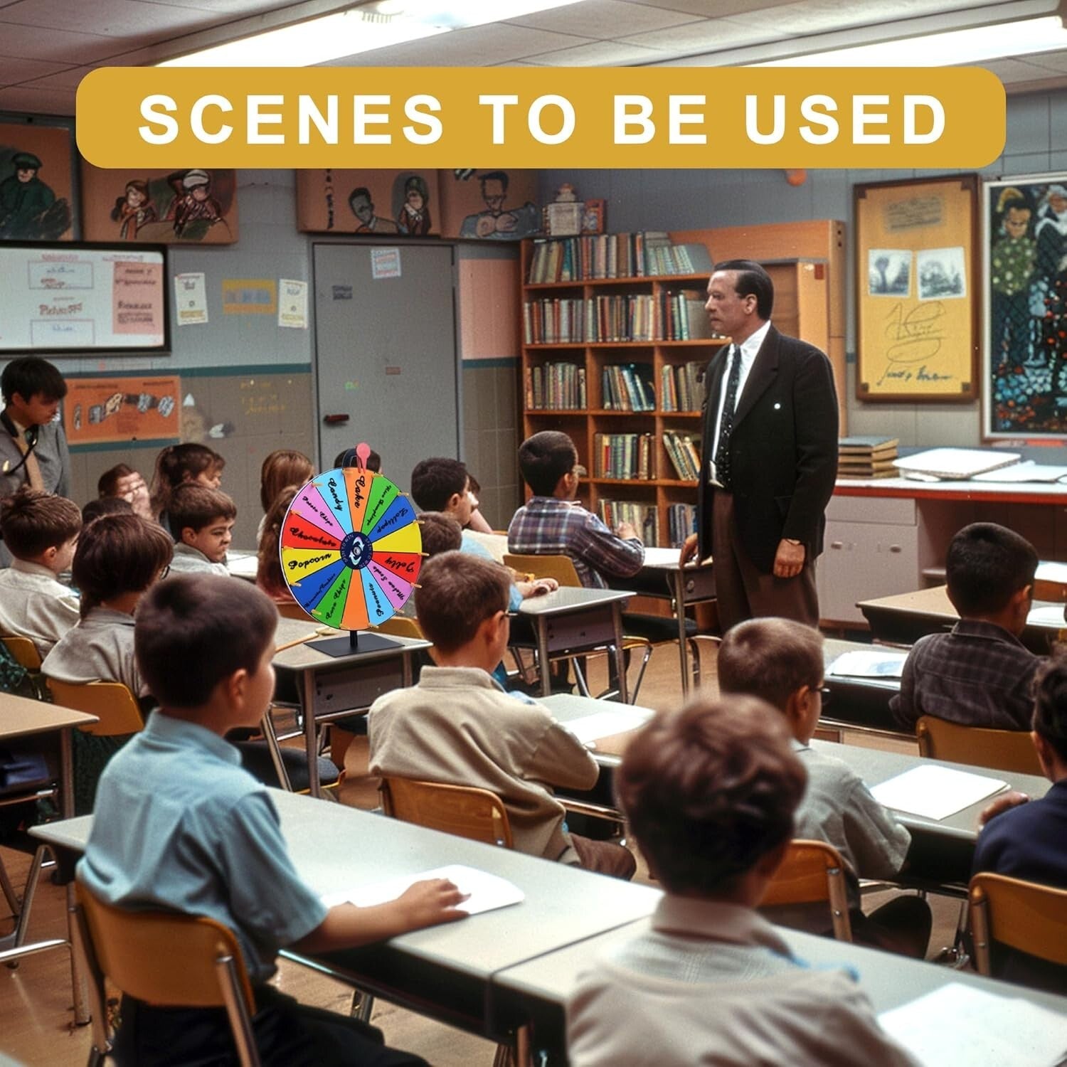 Durable 16-Inch Prize Wheel with 14 Customizable Slots & Eraser for Fun Events