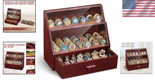 Load image into Gallery viewer, Solid Wood Coin Display Case - Holds 100 Military Medals, No Assembly Required