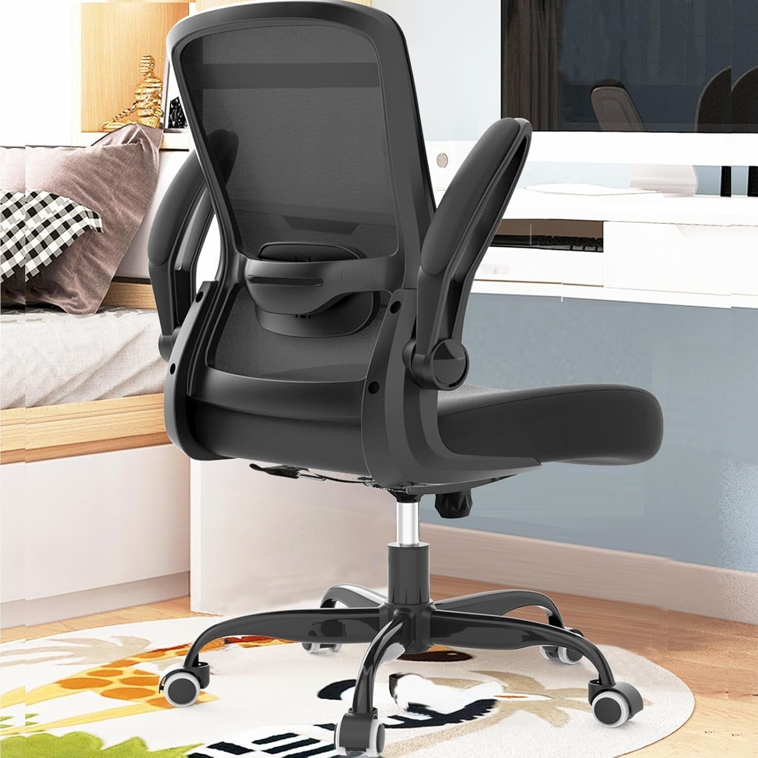 Ergonomic Mesh Office Chair with Adjustable Lumbar Support & Flip-Up Armrests