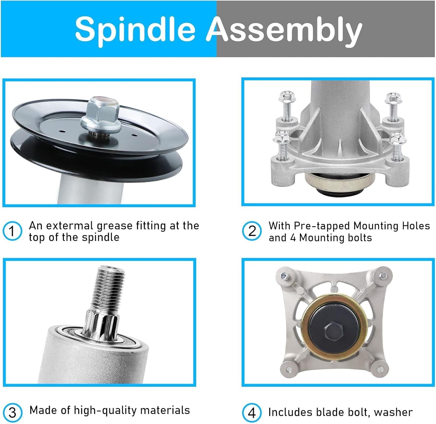 Efficient 2-Pack Spindle Assembly & Pulley for AYP 42", 46", 48", 54" Mowers