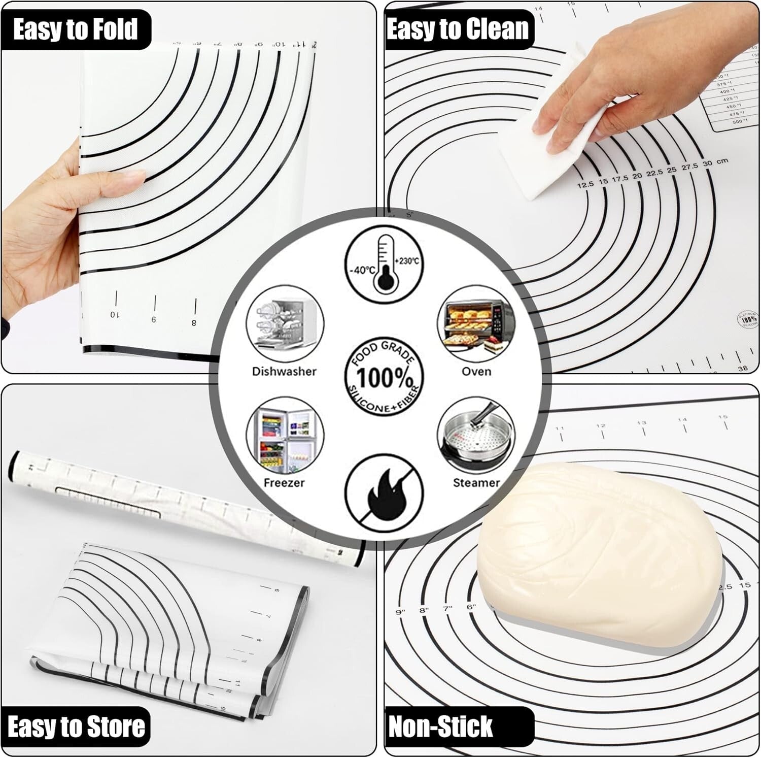 Adjustable Wooden Rolling Pin with Rings & Silicone Pastry Mat for Perfect Dough