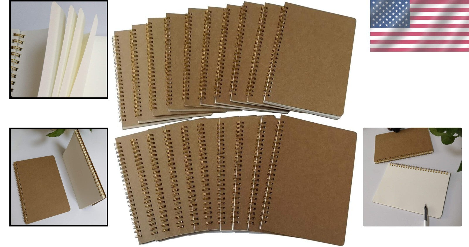 20 Pack A5 Spiral Notebooks - Softcover, Blank Pages, Durable Kraft Cover