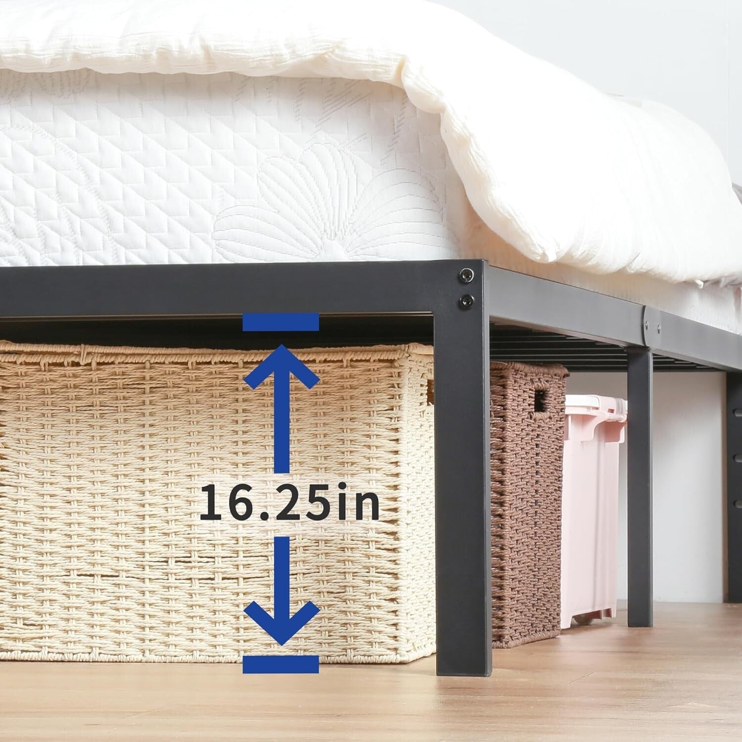 Elegant Black Full-Size Bed Frame - 18-Inch, Easy Assembly, No Box Spring Needed