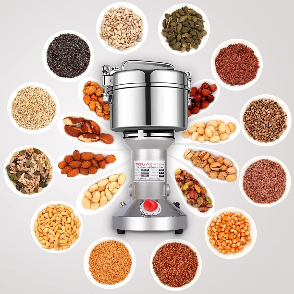 Multipurpose Electric Spice and Herb Grinder - 2000W Power for 550g Capacity