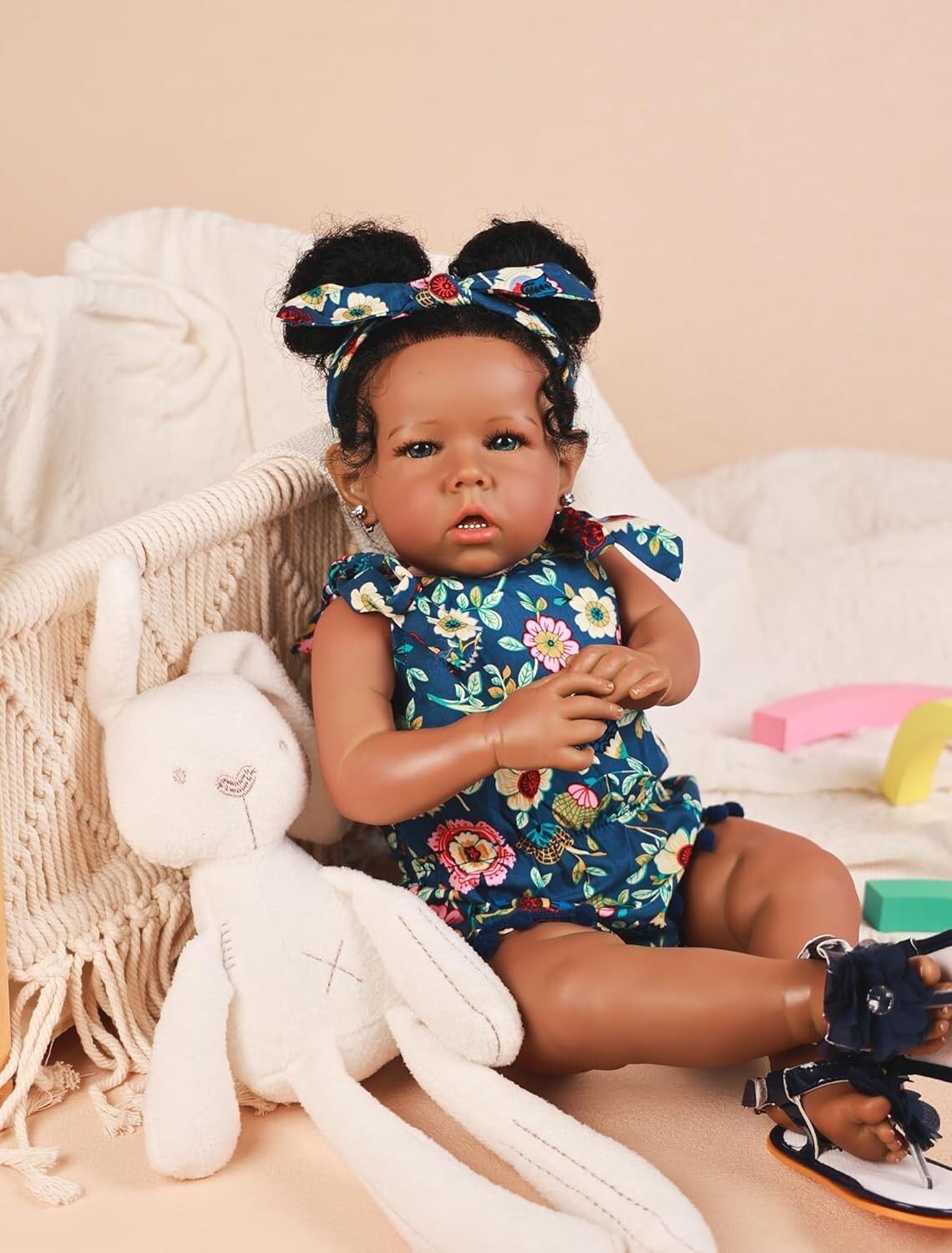 20-Inch Realistic African American Reborn Baby Doll with Curly Hair - Gift Ready