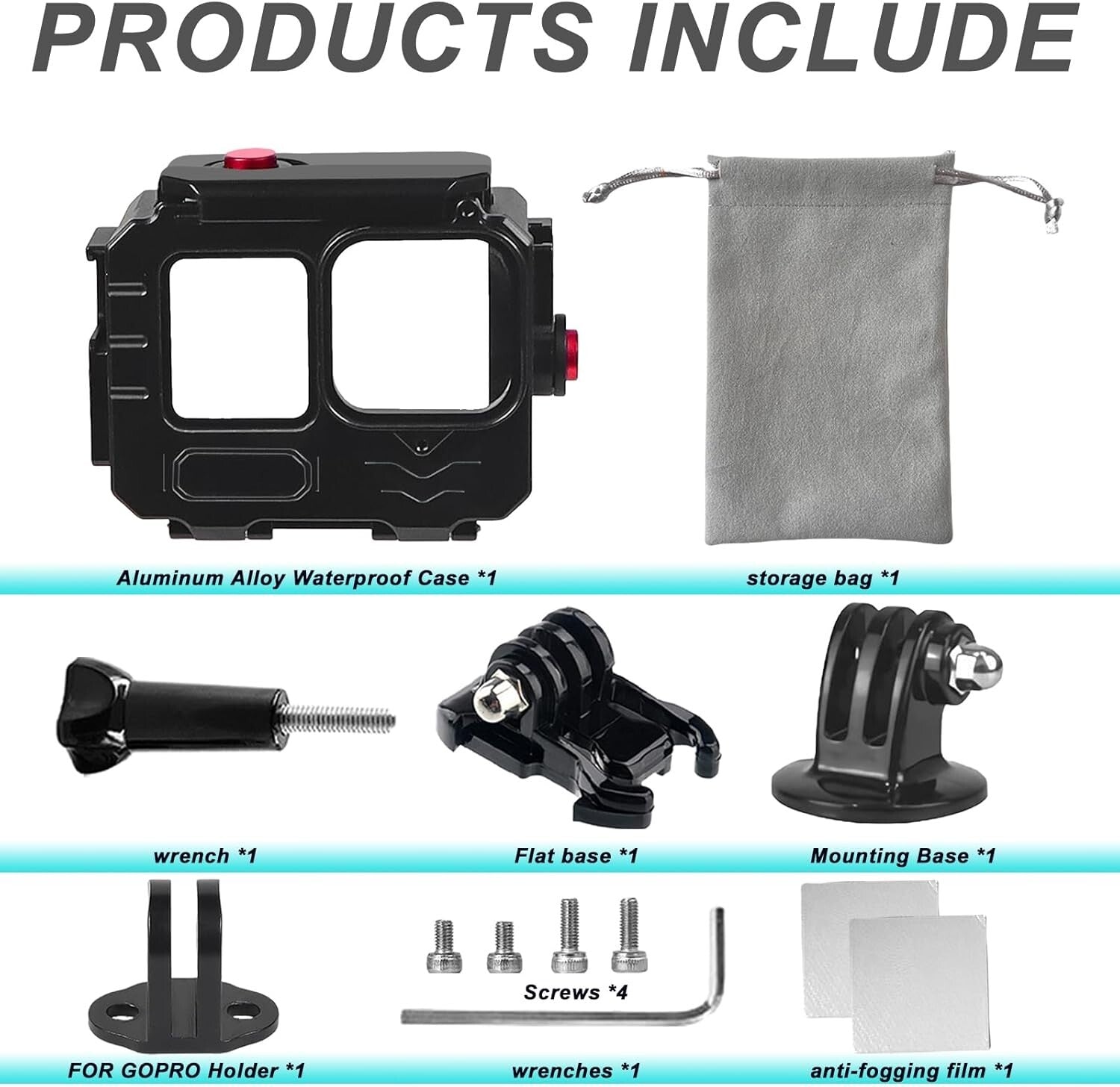 GoPro Hero 13/12/11/10/9 Waterproof Case with Handlebar Mount - Max Depth 263FT