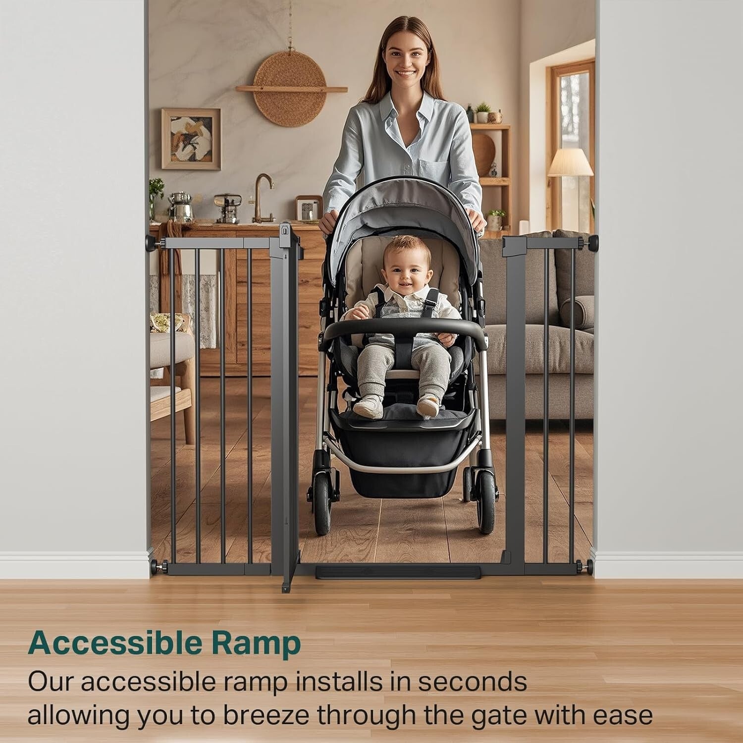 36" Extra Tall Baby Gate - Adjustable 29.7-48" Wide Safety Gate for Pets