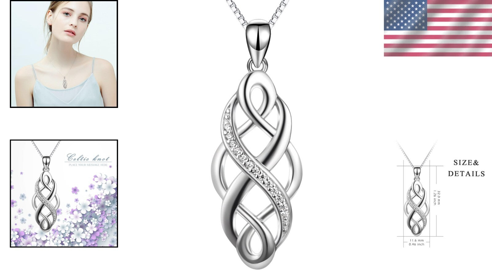 Lightweight 18" Celtic Knot Opal Necklace in Sterling Silver - Ideal for Gifting