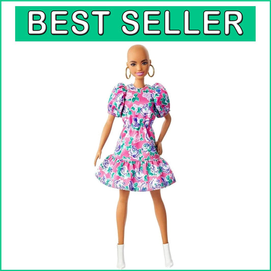 Collectible Fashionistas Doll - No Hair, Floral Dress & White Booties for Kids