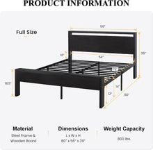 Load image into Gallery viewer, Squeak-Free Full Size Metal Bed Frame with Wooden Headboard &amp; Spacious Storage