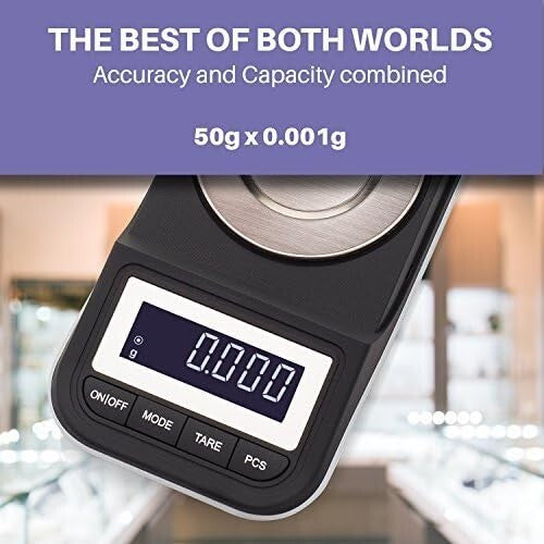 All-in-One High Precision 50g Milligram Scale with Calibration Weights & Case