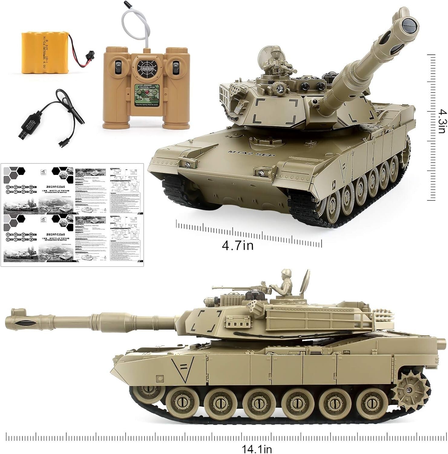 Durable RC M1A2 American Tank - 330° Turret & Climbing Abilities for Outdoor Fun