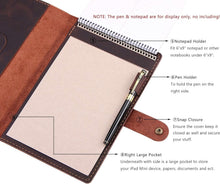Load image into Gallery viewer, Handcrafted Leather Folio for 6x9 Steno Pads with Card Slots - Coffee Color