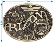 Load image into Gallery viewer, Arizona Heritage Oval Antiqued Patina Western Belt Buckle - Cast Brass Elegance