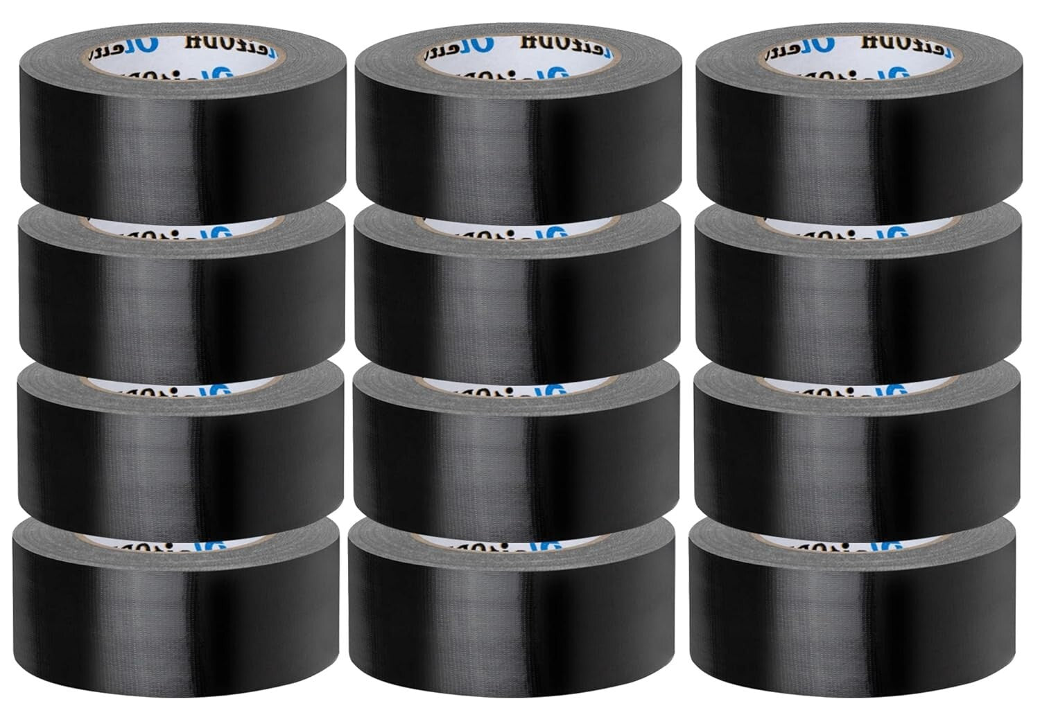 All-Weather 2 Inch Black Duct Tape Bulk - 12 Rolls, Strong Adhesive for Repairs