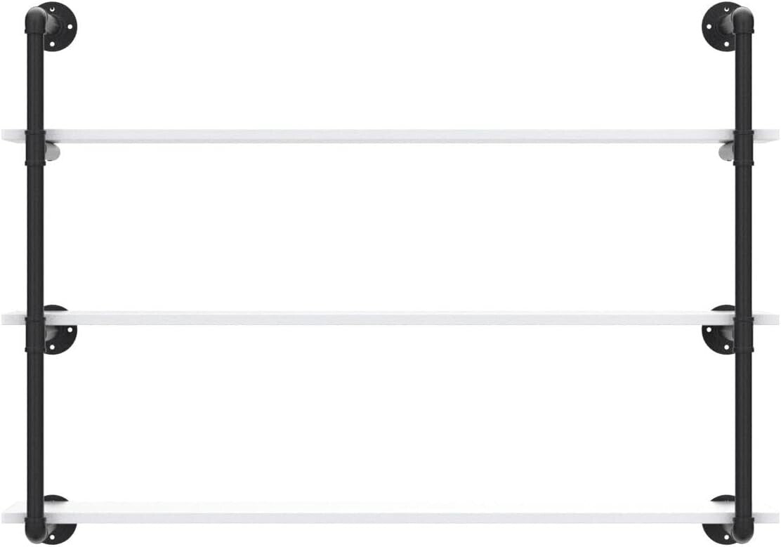 Stylish 48" Wall-Mounted Industrial Shelf - Distressed Metal & Pine Wood Design