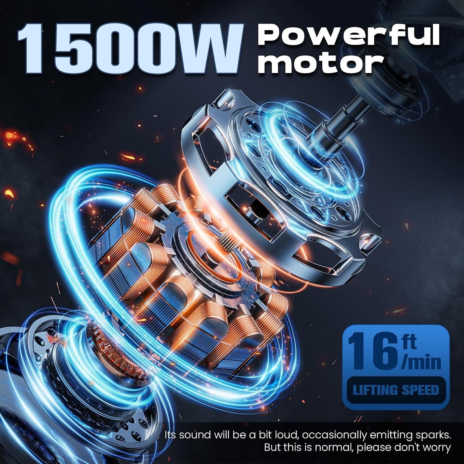 1100lbs Electric Hoist Winch with Wireless Remote Control - Effortless Lifting